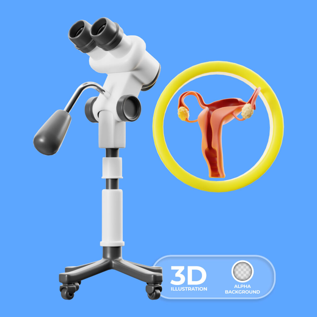 colposcopy test woman. 3d illustration.
